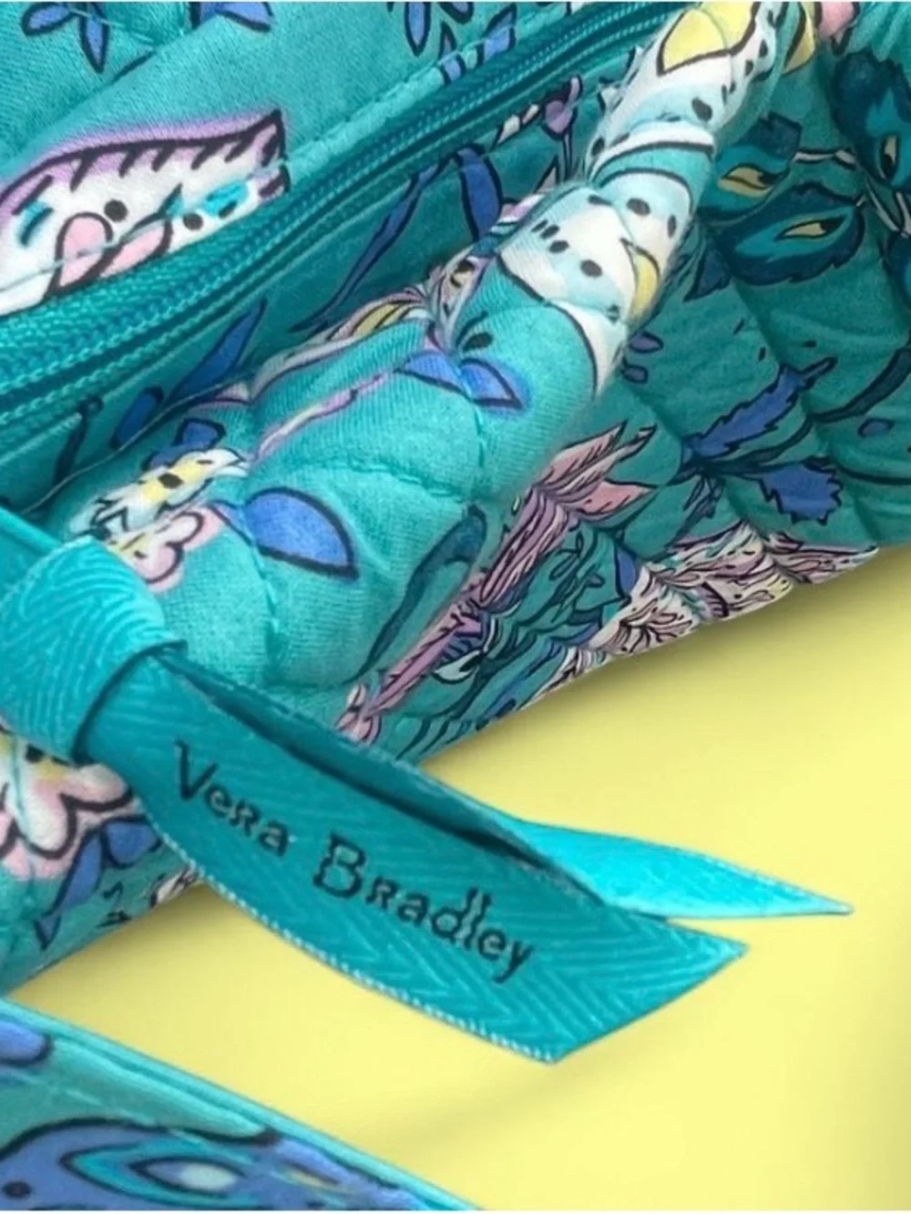 Vera Bradley Peacock Garden Teal Floral Quilted Shoulder Bag
